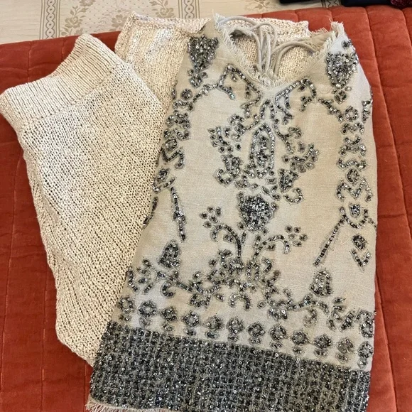 Zara Limited Edition Linen Beaded Top 2015 - Picture 2 of 3